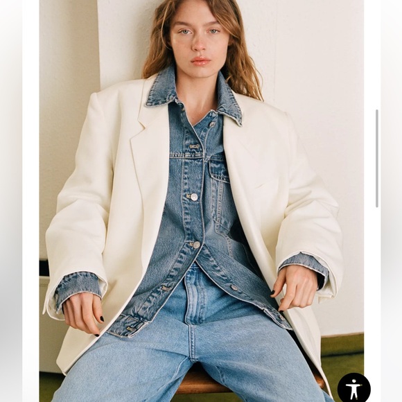 NWT ZARA OVERSIZED DOUBLE BREASTED BLAZER -
Light beige - Picture 2 of 16